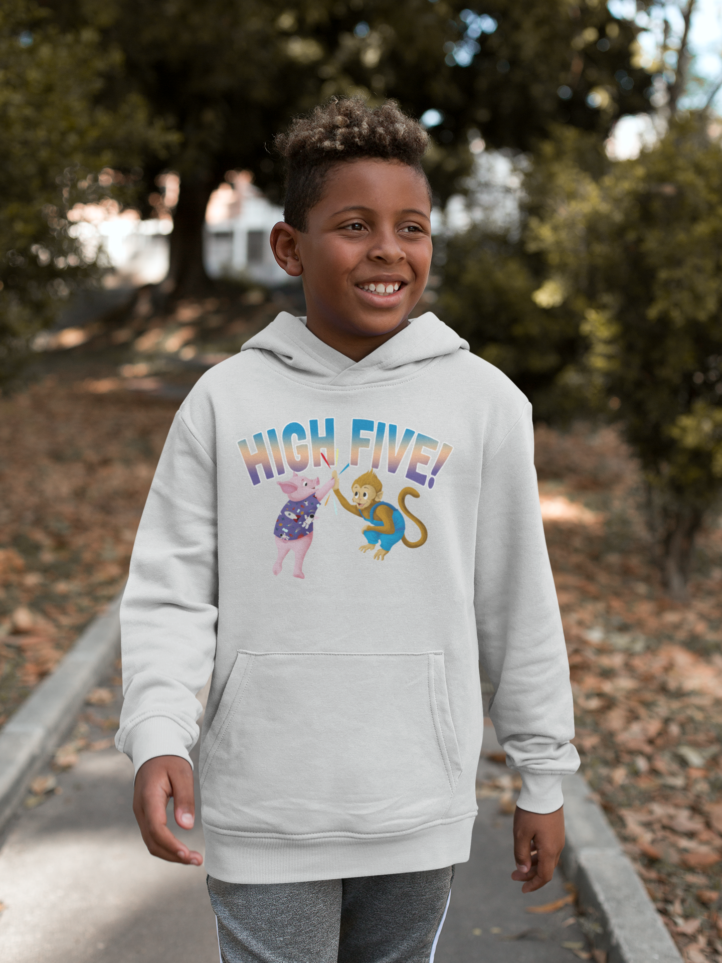 "High Five" Oinkers and Bananas Kids Hoodie