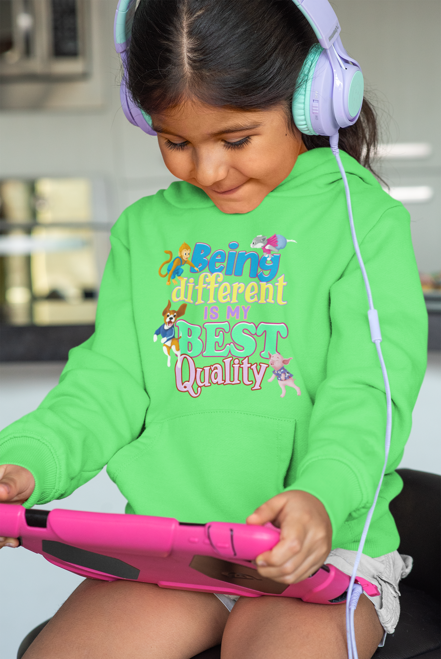 "Being Different..." Oinkers and Bananas Kids Hoodie