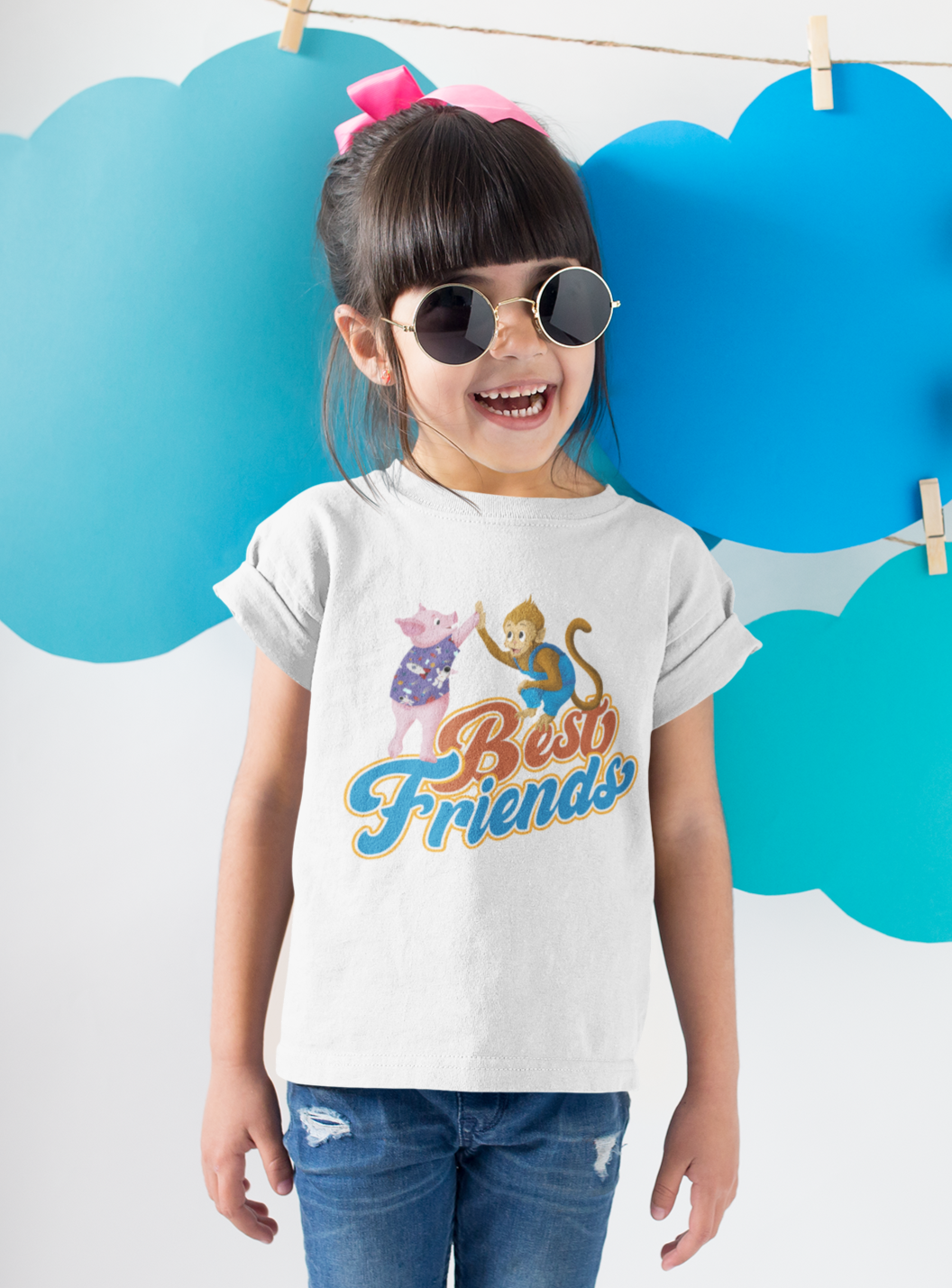 "Best Friends" Oinkers & Bananas Kids T-shirt